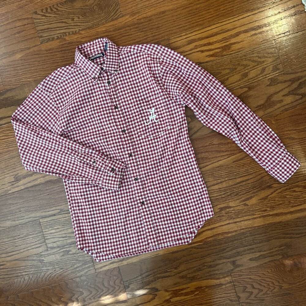 University of Alabama Gingham Long Sleeve Button Down Size Large Embroidered  A - Picture 2 of 12